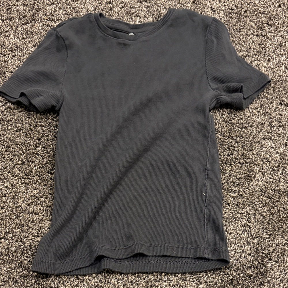 H&M Black Ribbed Short Sleeve Top